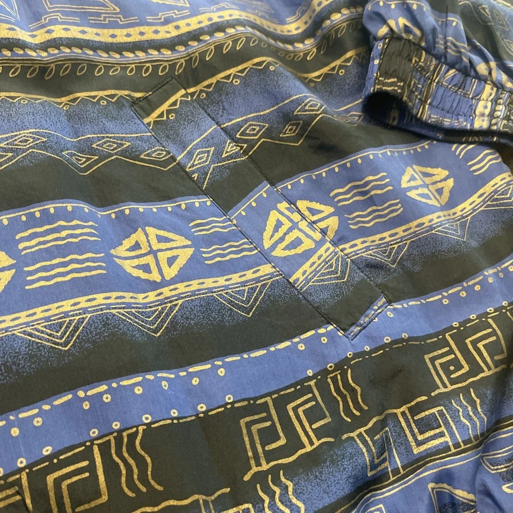 Vintage FUDA International 100% Silk Track Jacket Aztec Full Zip Lined Womens3xL